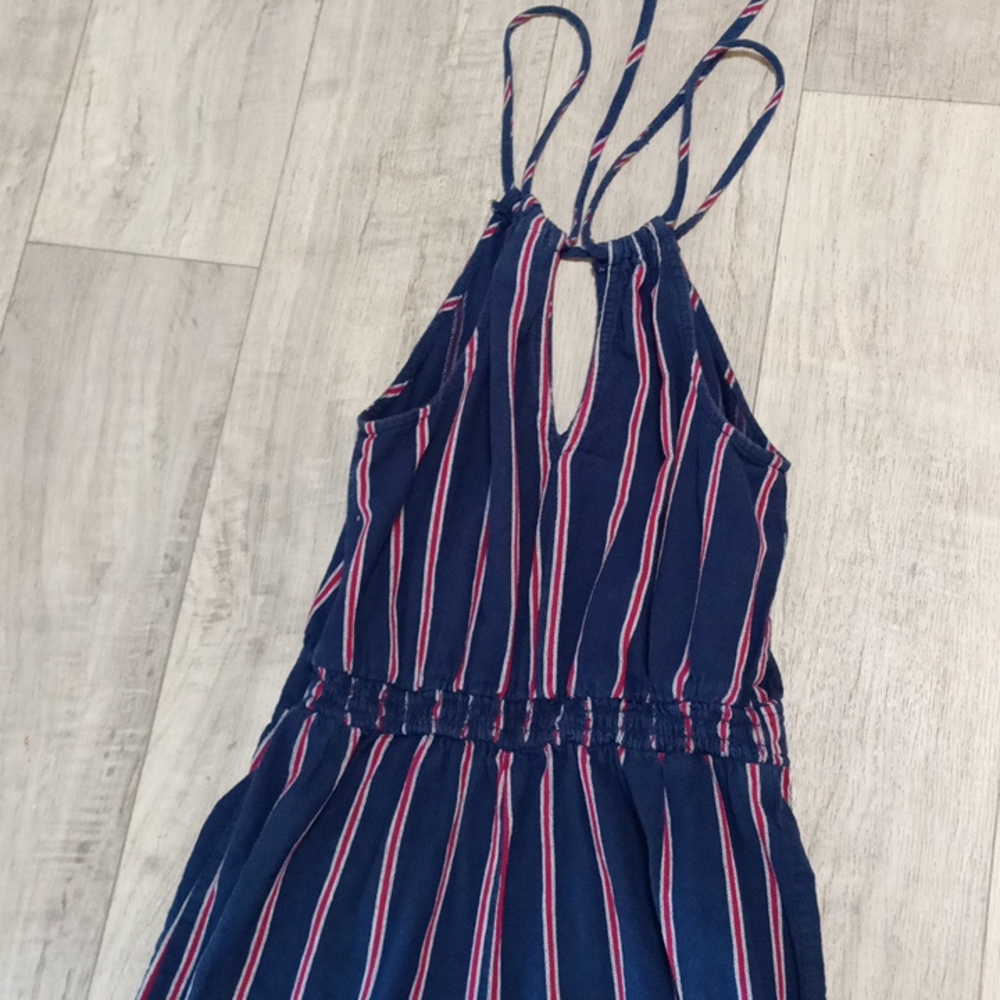 Womens Capri crop Romper 1pc red white blue knit sz XS UNIVERSAL THREAD - Picture 2 of 10